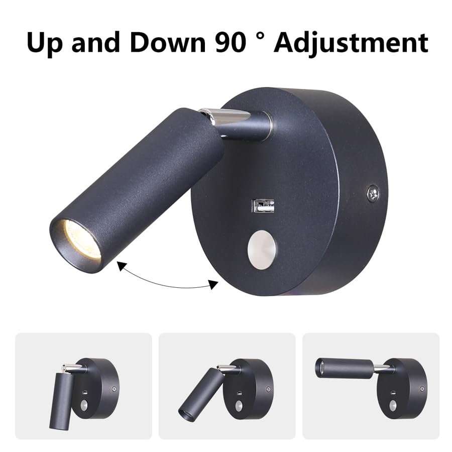 Image of Surface Wall Mounted Reading Light Sconces Lamp Touch Dimmer Switch LED 3W Warm White 3000K 2PCS (Hardwired)