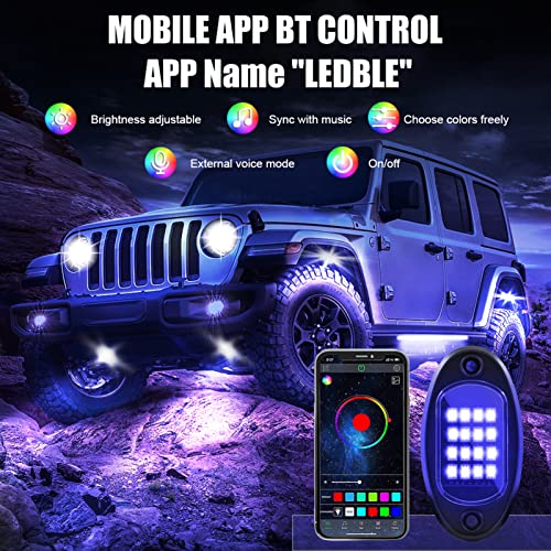 Luces LED de roca RGB con control por App Bluetooth para chasis de SUV 2