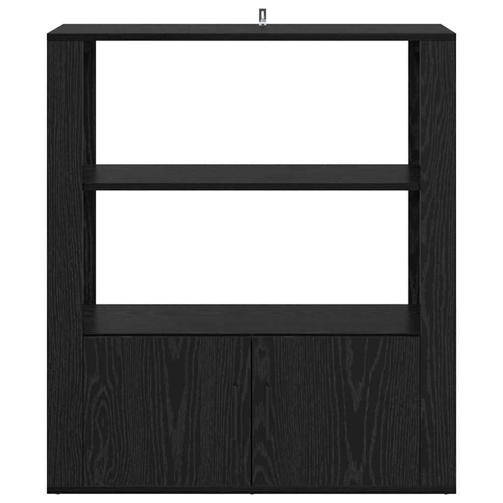 vidaXL Vitrina Roble Negro 30 x 80 x 90 cm Madera contrachapada, Salón Elegante, aparador Rectangular Moderno, Almacenamiento en Madera, Mueble Decorativo Funcional para Interiores