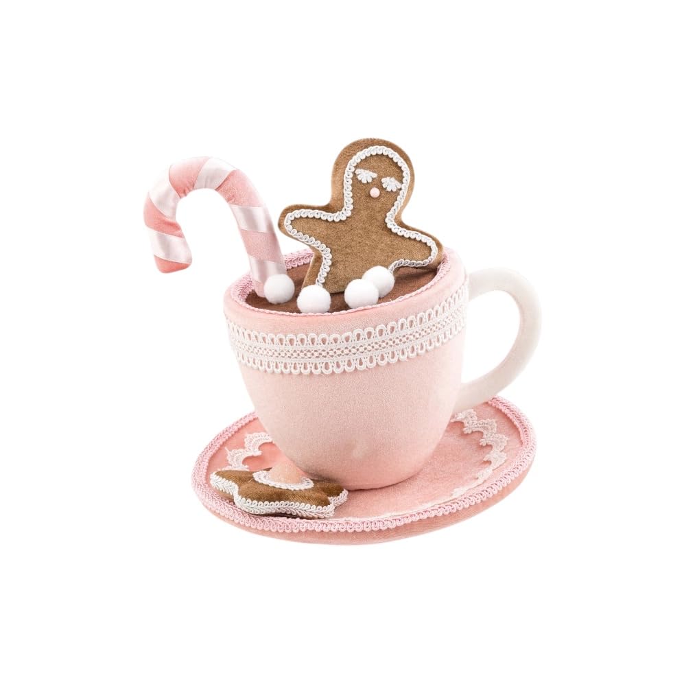 9.5-Inch Pink Hot Chocolate Cup Figurine – Whimsical Dessert-Themed Christmas Decoration – New 2025 Holiday Collectible Décor