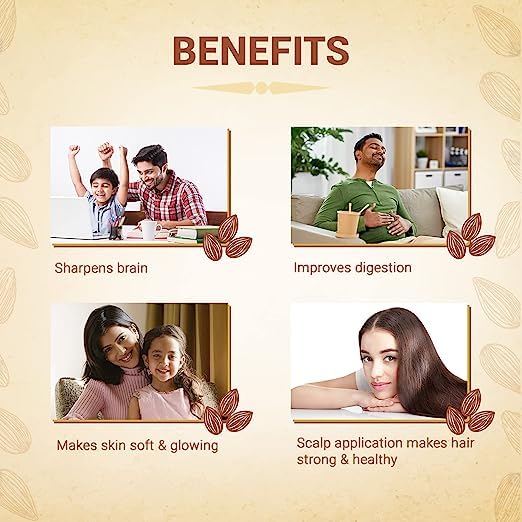 XONA Badam Tail - 100ml | Sweet Almond Oil | Rich in Vitamin-E | For Healthy Hair & Skin | Sharpens Brain | Improves Digestion | Extracted From Almonds