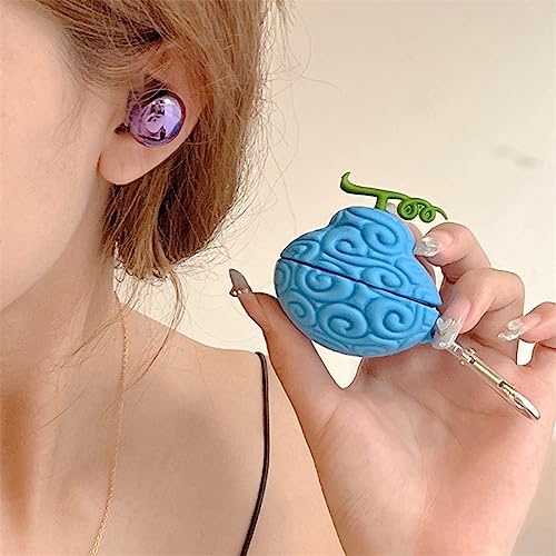 Image of for Samsung Galaxy Buds 2 Pro /Pro /2 /Live /FE Cover, Cute Popular Cartoon Devil Fruit Shape Silicone Headphone Case with Hook (Blue)