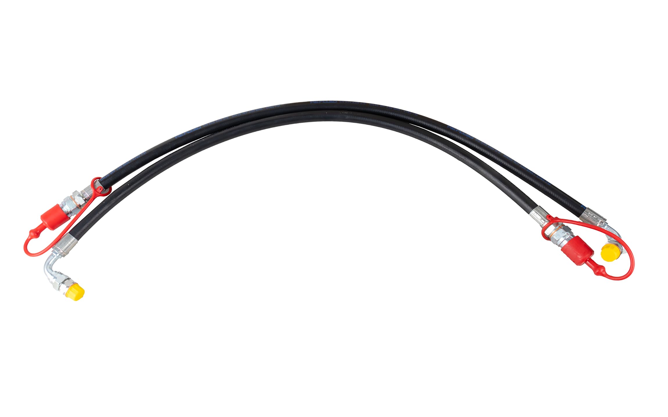 AMA Kit Tubi Idraulici 3/8" 2SN con Valvola di Blocco – 2 Tubi da 900 mm per Terzi Punti, Completo di Innesto Rapido Maschio a Valvola, Made in Italy