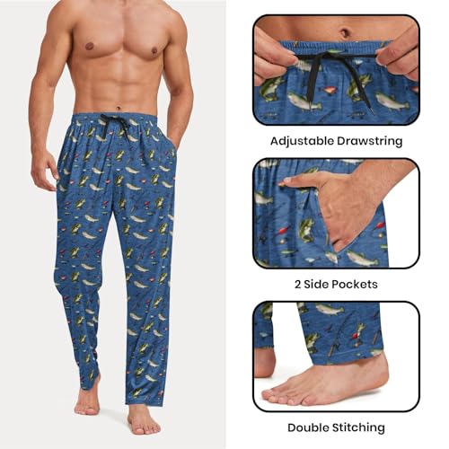 SKYNORA Mens Pajama Pants, Soft Lounge Sleep Pants with Pockets Lightweight Long Pajama Bottoms for Men4