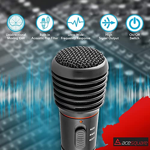 Image of VRJTEC Dynamic Microphone Karaoke with Wire Mike unidirectional Vocal Wired Dynamic Cardioid Microphone Wire for Solo Vocals & Karaoke Singing with 2 Meter Cable- Black Mic (Wired Mic 03)
