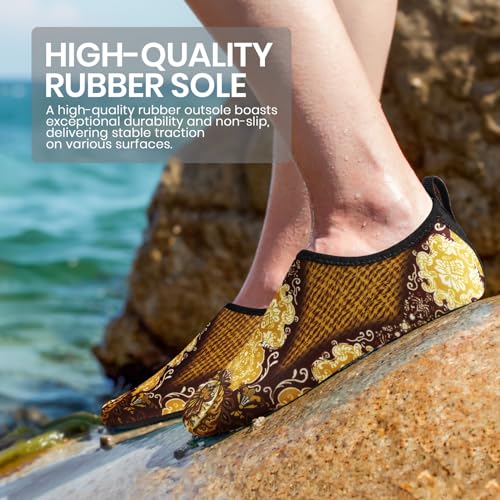Image of SEEKWAY Water Shoes Women Men Adult Quick-Dry Aqua Socks Barefoot Non Slip for Beach Swim River Pool Lake surf Black SK002(U)