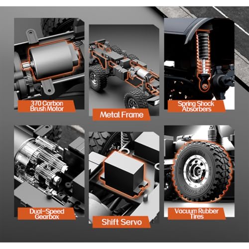 Image of 1 /18 RC Crawler, Full Proportional 6WD All-Terrain Remote Control Off-Road Emergency Truck, Gift for RC Climbing Car Enthusiasts and Collectors (Yellow /C8823-YW-B)