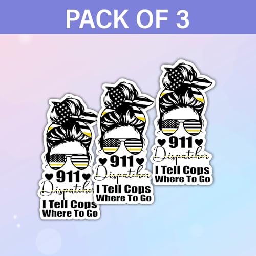 Image of SODAVA (3Pcs) Dispatcher Sticker Funny 911 Operator Gift Waterproof Vinyl Decal for Laptop Water Bottle Computer Notebook Dispatch Life Sticker for Emergency Communications Worker