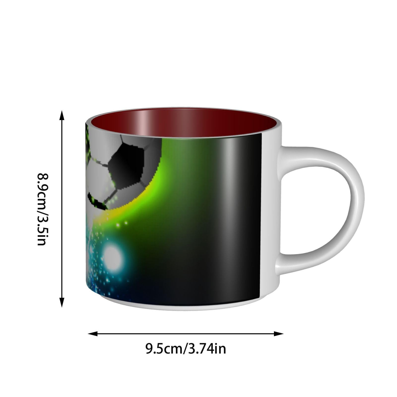 Tazza di caffè di ceramica di grande capacità stampata palla di calcio fresco