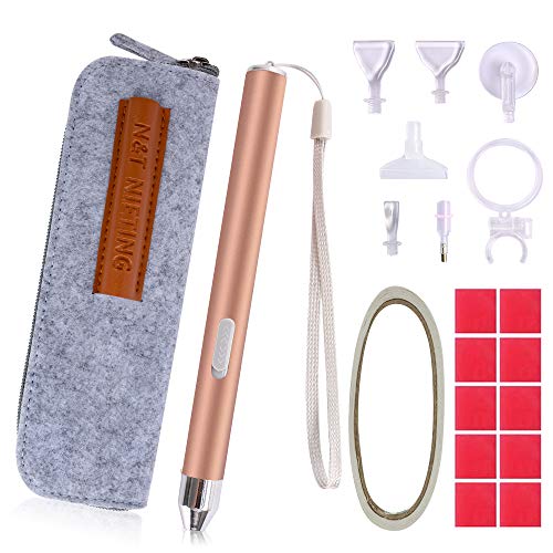 N&T NIETING Diamant Malerei Bohrstift, LED Diamond Painting Stift mit USB-Kabel Lupe 5D Diamant Malwerkzeug Aufbewahrungsboxen für DIY Kunst Handwerk Cover