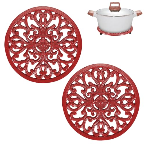 La Mejor Selección de Salvamanteles para teteras para comprar online. 49 Sumnacon - Salvamanteles de hierro fundido de 2 piezas de 6.7 pulgadas para platos calientes, tetera, tetera, salvamanteles de hierro fundido resistentes al calor con pies de goma...