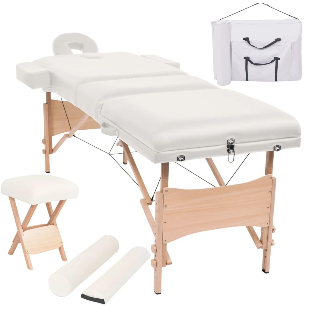 Table de Massage Pliable et Tabouret 10 cm d'épaisseur Blanc,Santé & beauté,Hygiène personnelle,Massage & Relaxation,Tables de Massage,24.95 kg-110156