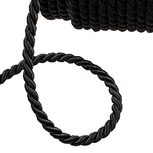 Cordón de acetato negro 8 mm x 25 m para manualidades cintas de pasamanería