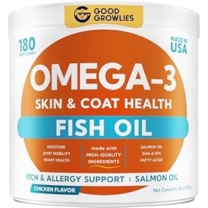 Omega 3 Fish Oil for Dogs (180 Ct) - Skin & Coat Chews - Dry & Itchy Skin Relief + Allergy Support - Shiny Coats - EPA&DHA Fatty Acids - Natural Salmon Oil Chews Promotes Heart, Hip & Joint Support Omega 3 Fish Oil for Dogs 180 Ct Skin Coat Chews Dry Itchy Skin Relief Allergy Support Shiny Coats EPADHA Fatty Acids Natural Salmon Oil Chews Promotes Heart Hip Joint Support