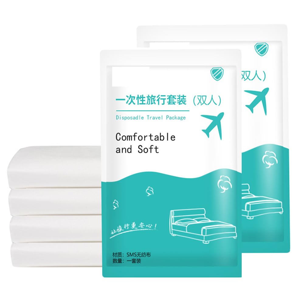 Travel Disposable Bedding Sets, Disposable Sheets, Bedding Sets, Portable Bedspreads, Disposable Bedding Sets with 2 Sheets, 2 Duvet Covers and 4 Pillowcases for Traveling
