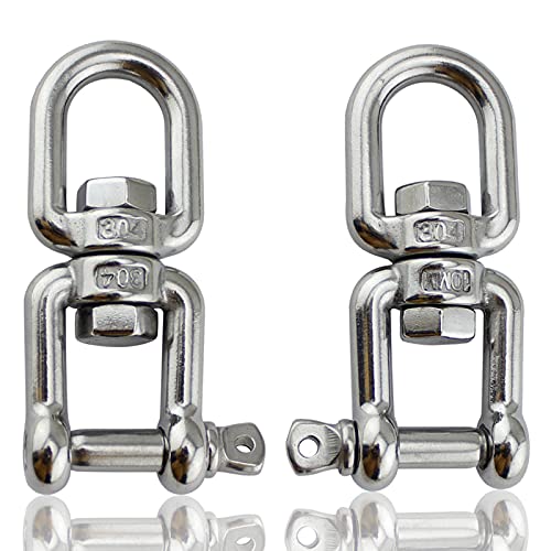 Basetousual 2 piezas de Anillo Giratorio de Acero Inoxidable 304, Grillete Giratorio, M8, para Silla Colgante, Bolsa de...