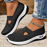 Zapatos Ortopédicos para Mujer, Women's Woven Orthopedic Breathable Soft Sole Walking Shoes Slip On Diabetic Foam Sneaker Casual Comfortable Wide Width Summer Lightweight Knit Nurse Comfy Sneakers