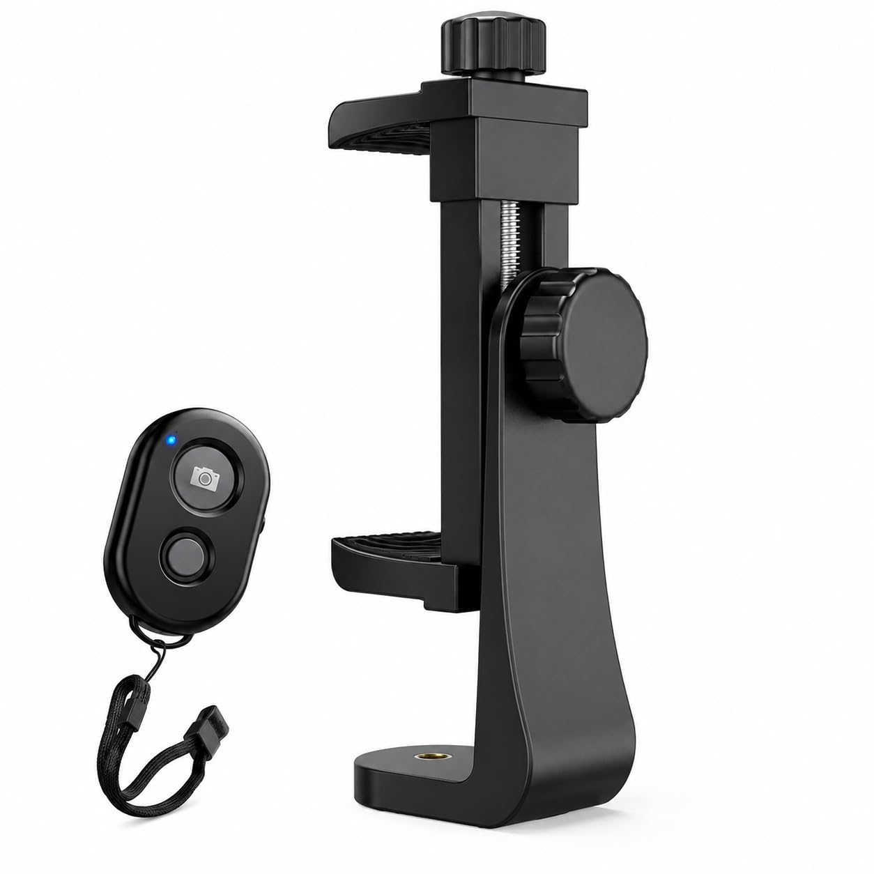 Universal Phone Tripod Mount Adapter with Wireless Camera Remote, 360° Rotating Adjustable Mobile Holder Clamp for Tripod, Selfie Stick, Monopod & Ring Light, Compatible with iPhone & Android-image-40