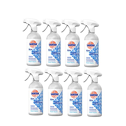 Sagrotan Hygiene-Textilerfrischer Frische Wäsche – Entfernt festsitzende Gerüche & geruchsbildende Bakterien – Für Kleidung & Wohntextilien – 8 x 500 ml