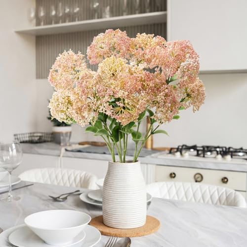 Image of 4 Pcs Artificial Flowers for Decoration, 23 Inch Faux Berry Stems Faux Skimmia Spray with Leaves Fake Flowers for Vase Home Table Floral Arrangement Wedding Decor(Pink,Classic)