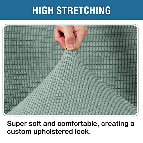 Image of H.VERSAILTEX Ottoman and Sofa Seat Cushion Combined Cover Slipcover Rectangle Sofa Slipcover Fit Length 56 inch-75 inch Suitable for L Shaped Seat Cushion Cover or Chaise Part Cover Stretch Thick Soft - Sage