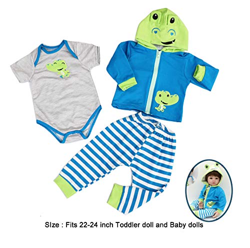 WAWA-HAOKEAI Reborn Baby Dolls Clothes for 22-24 inch Handmade Doll Clothes fit for Toddler Dolls Matching Clothing 3 Piece Sets