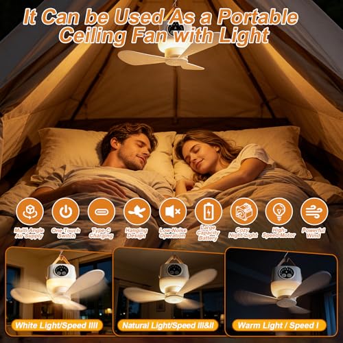 New Solar Ceiling Fan Light, Solar Powered Panel and Portable Camping Fan Light with 7500mAh Battery Remote Control, Rechargeable Gazebo Fan for Patios,Shed, Greenhouse, RVs,Canopy, Chicken Coop - image 4
