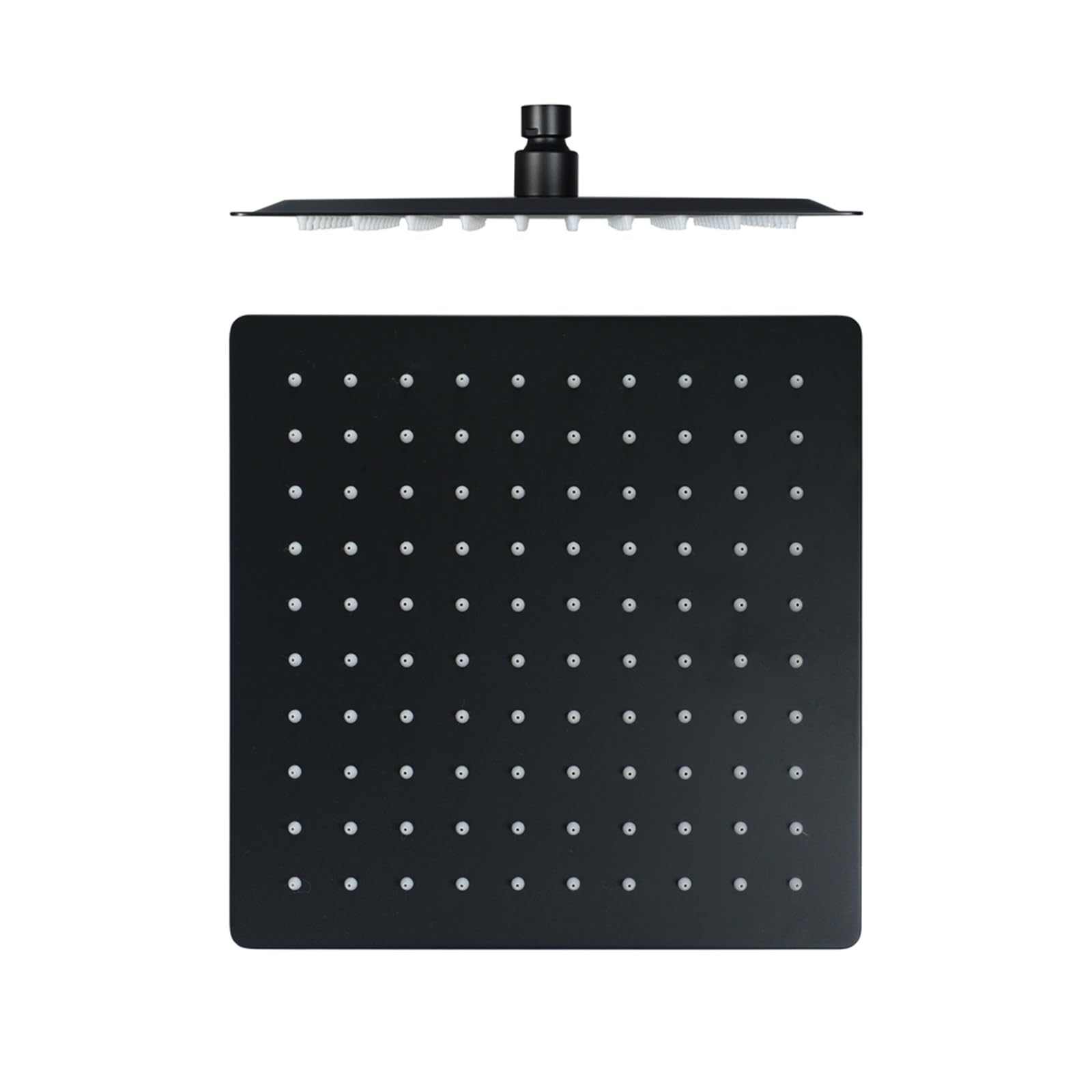 Cabezal de Ducha Lluvia 16 Pulgadas, Alcachofa de Ducha de Lluvia Redondo de Acero Inoxidable, 40 x 40cm Ajustable Rociador de Ducha Antical de Alta Presión, Negro, G1/2