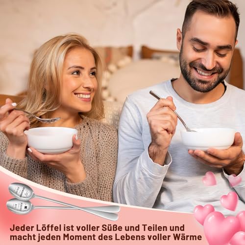 BOARDFEB Einzugsgeschenke Wohnung, 2 Stück Löffel mit Gravur 19,6 cm Kaffeelöffel Einzugsgeschenke Haus Geschenk zum Einzug Neues Zuhause Neues Haus Geschenk