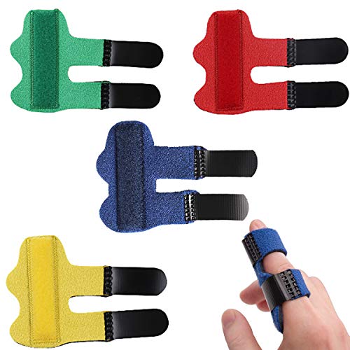 4PCS Trigger Finger Splints, Finger Sleeves for Broken Finger, Pinky Finger, Arthritis, Injured Finger Ideal, Sport Injuries, Finger Brace for Straightening or Support for Seniors