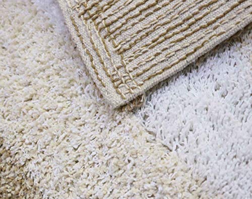 Image of THE HOME TALK Cotton Stripes Bathmats | Water Absorbent Runners | Floor Mats /Rugs for Kitchen, Bathroom| Ultra Soft Mats | Non-Slip | Pack of 2 | 40 x 60 cm | Beige
