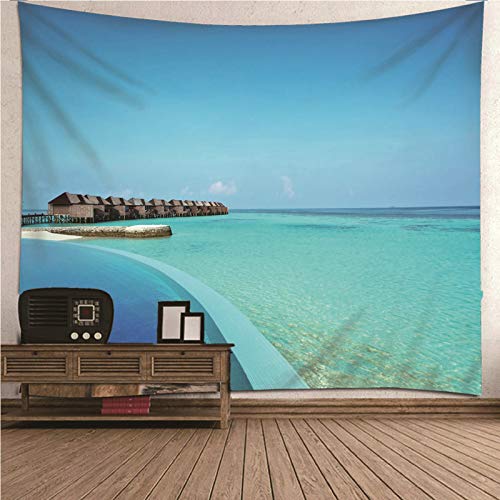 EHOMERY Wandteppich Bunt Gross Wandschmuck Groß Blau Meerwasser-Himmel Wandbehang 3D Wandbehänge Aus Stoff Deko Schlafzimmer Wohnzimmer...