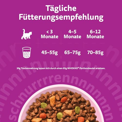 WHISKAS Junior Trockenfutter für Katzen 5 x 800g mit Huhn