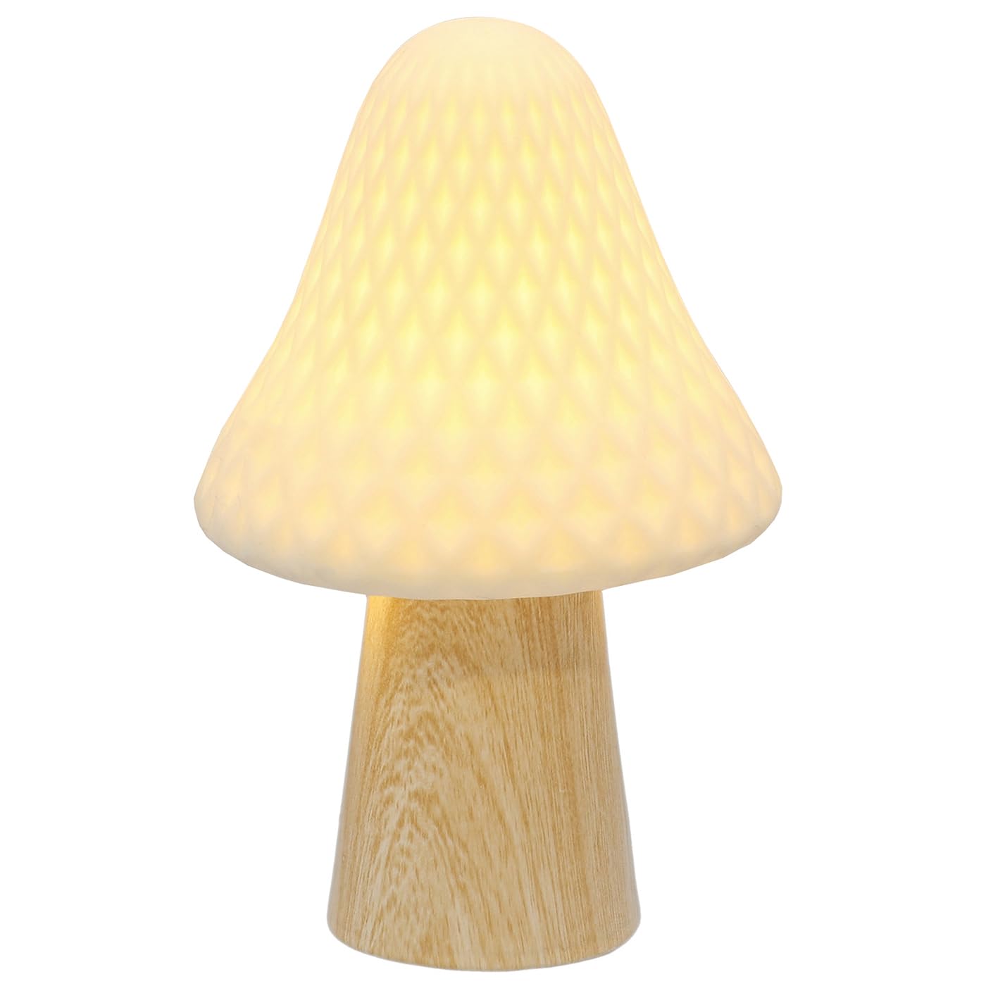 Shudehill Giftware Cream Mushroom Glow Lamp Ornament With Wooden Base And Neutral Top - Toadstool Small