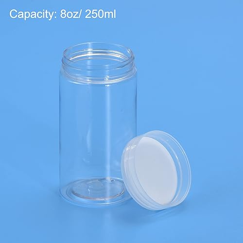 Miniatura 8 de uxcell Tarros redondos de plástico con tapa superior de rosca transparente, recipientes vacíos transparentes de boca ancha de 1 onza1.0 fl oz para