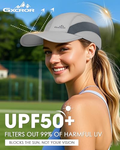 Image of GXCROR Running Hat for Men Women Quick-Dry Baseball Cap UPF50+ with Breathable Mesh, Adjustable Hook & Loop for Outdoor