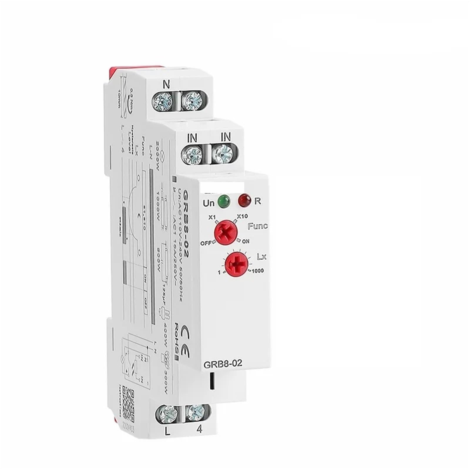 GRB8-01/02 Interruttore crepuscolare su guida DIN Relè fotoelettrico con sensore di luce e timer AC110V-240V Auto ON OFF(GRB8-02 AC110-240V)