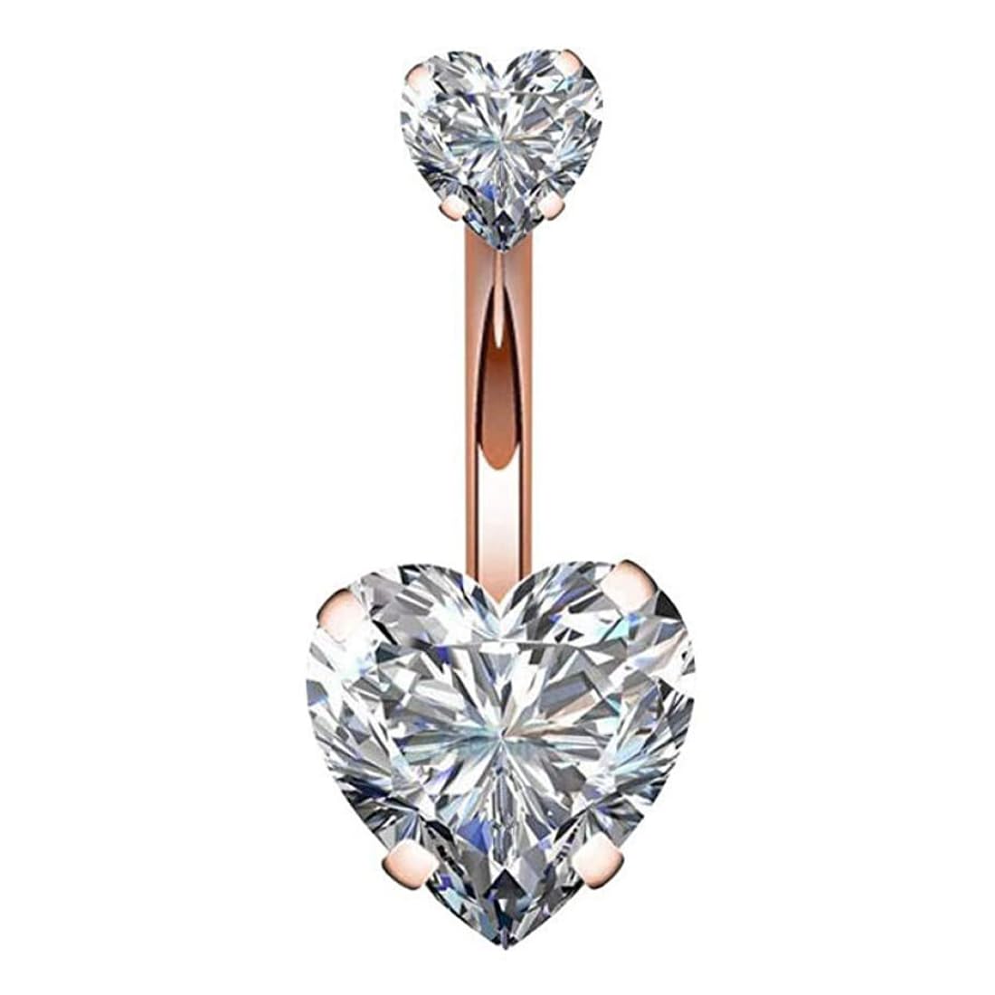 OISJHW 14G Piercing Ombligo, Corazón Ombligo Piercing 8Mm Plata Bar Longitud Piercing Joyería Ombligo Piercing Pequeños Cristales Aro Ombligo Piercing Barbell Set Para Mujeres