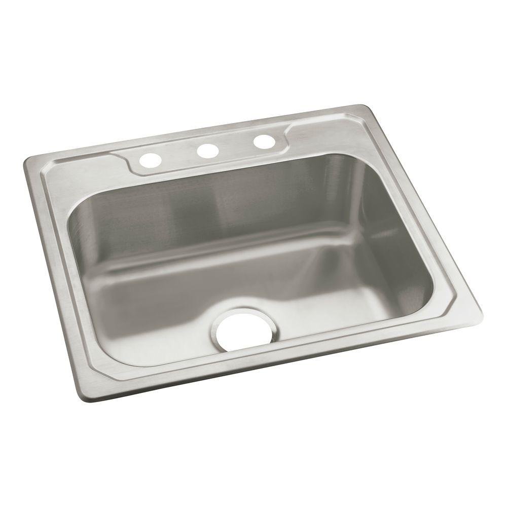 STERLING 14711-3-NA Middleton 25-inch by 22-inch Top-mount Single Bowl Kitchen Sink, Stainless Steel