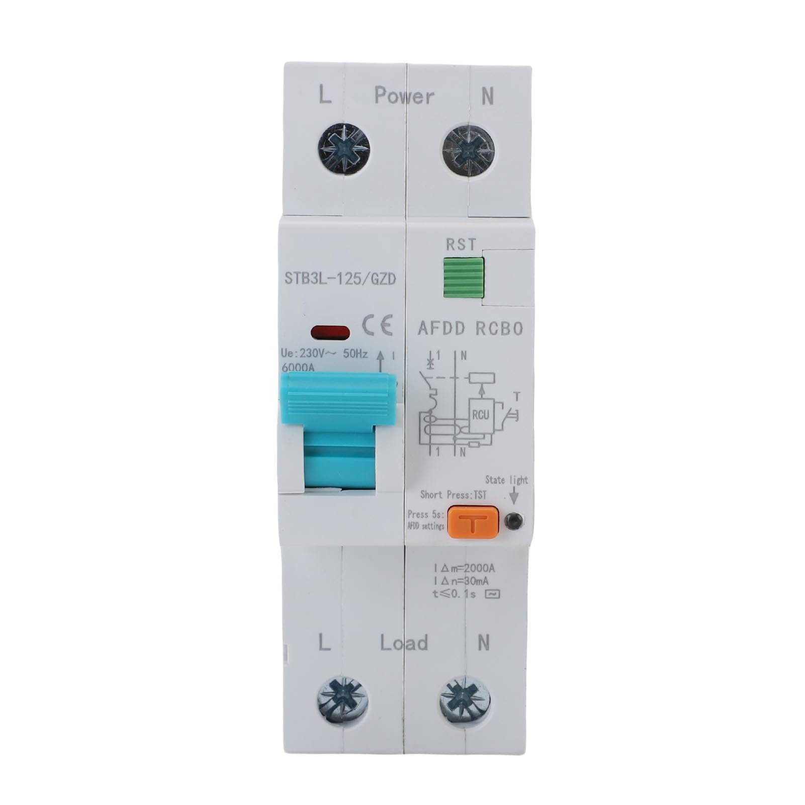 FTVOGUE Interruttore Automatico Salvaarco 1P+N AFDD RCBO RCCB Interruttore Automatico Miniaturizzato 63A con Protezione Dalle Perdite di Sovraccarico per Impianti Elettrici Domestici e Industriali