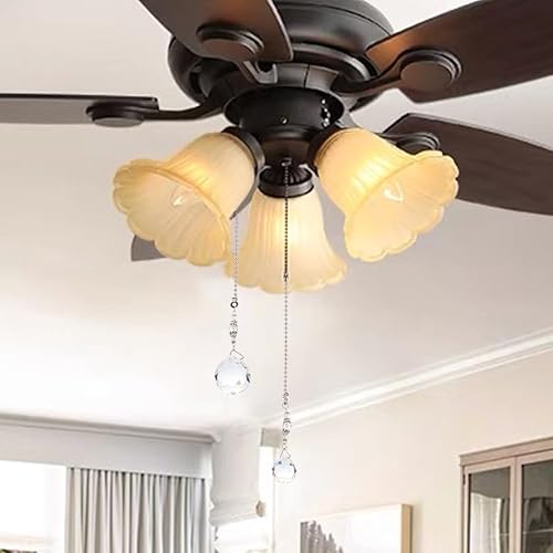 Miniatura 6 de BENECREAT 4 cadenas de cristal para ventilador de techo, de 14 pulgadas, con forma de lágrima de 14 pulgadas, extensor de cadena de cadena
