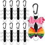 Berlune 10 Pcs Cheer Bow Holder for Backpack Paracord Keychain Cheer Bow Keychain for High School Cheerleading Teen Girls (Black)