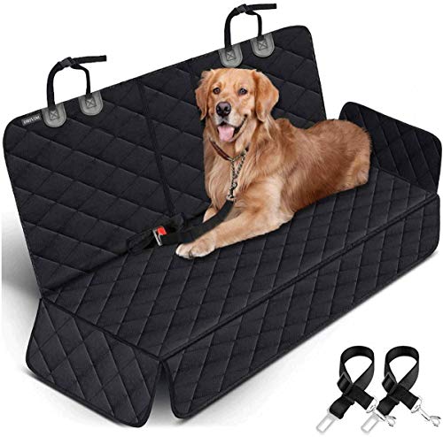 Portin Dog Car Seat Covers Pet Seat Cover, Waterproof Nonslip Bench Rear Seat Cover Compatible for Middle Seat Belt Fits Most Cars Trucks and SUVs MPVs, Bucket Bench Available