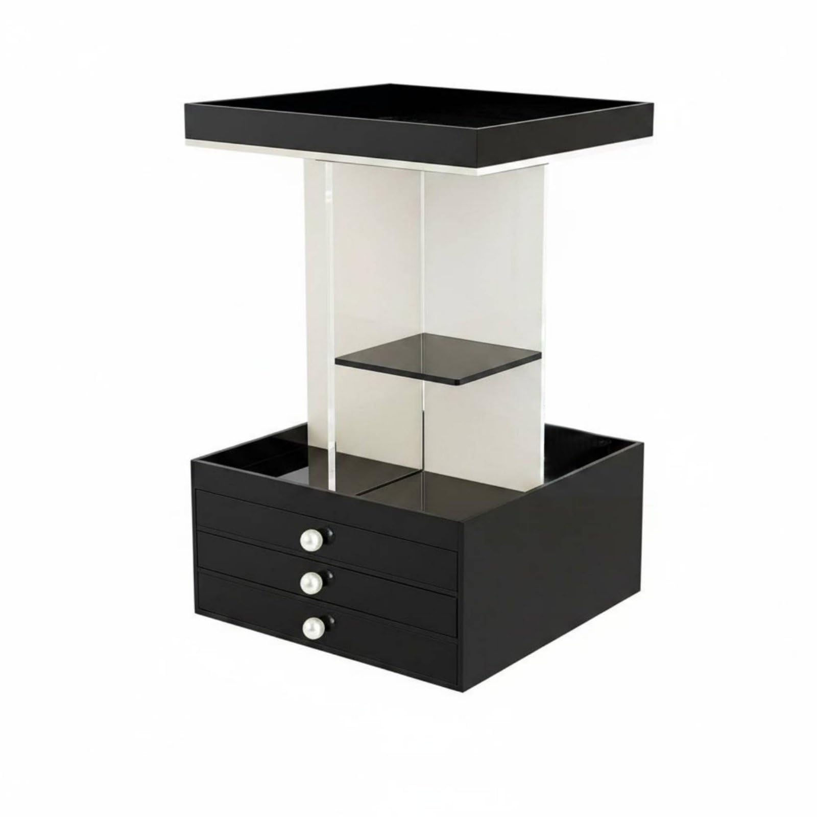 perfeclan Organizador de Maquillaje Giratorio Bandeja Acrílica Giratoria Expositor Estante Soporte con Diseño Compacto y Estable Adecuado para Tocador Escritorio Recibidor de Noche, Model B 3-Drawer