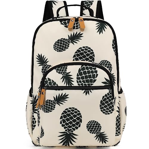 Image of Leaper Water-resistant Pineapple Laptop Backpack Women Shouler Bag Bookbags Satchel Beige