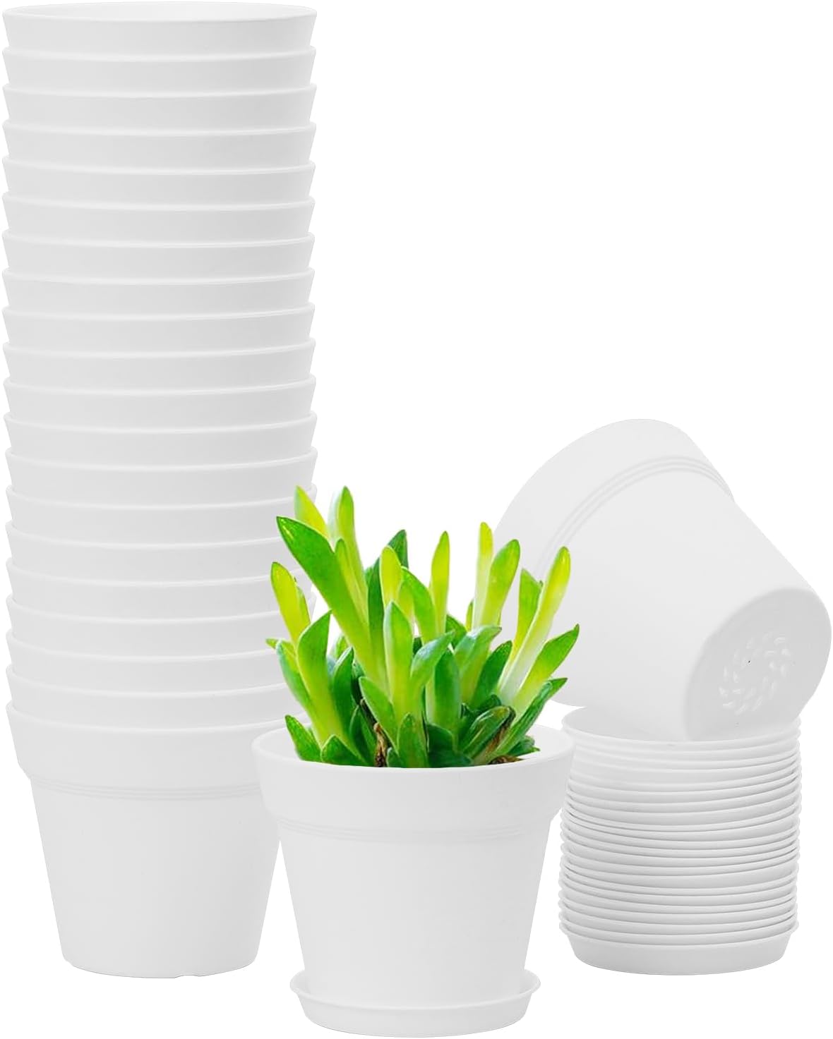 GARDIFE 8 Pack 4 inch Plant pots, planters for Indoor Plants, Flower pots, White 4-white 4 inch