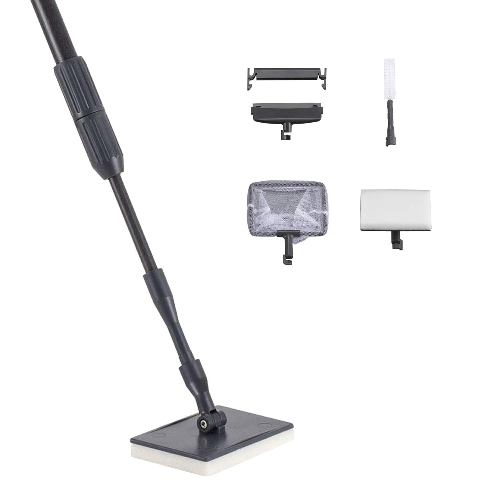 Carefree Fish 4IN1 Aquarium Cleaning Tools Long Handle Adjustable Length 18~24Inch Fish Tank Cleaner Kit Alage Scraper Scrubber Brushes Set