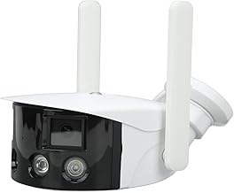 Câmera de Segurança Sem Fio, Lente Dupla Ultra Grande Angular de 180 Graus, Câmera de Vigilância Doméstica WiFi HD de 4 MP Ao Ar Livre, Visão Noturna Colorida à Prova D'água, Detec (plugue da ue)