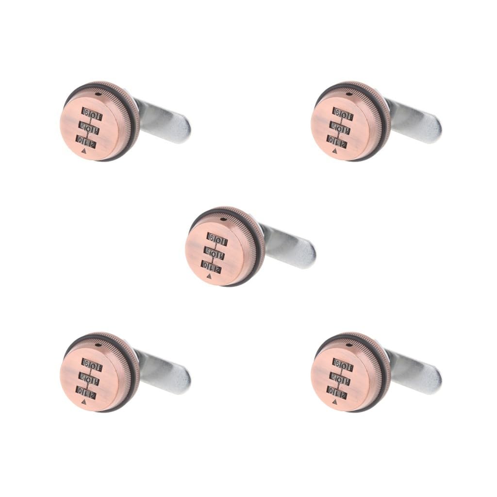 Lot de 5 serrures à cames à combinaison pour porte de boîte aux lettres, armoire, cuivre, 38 x 44 mm