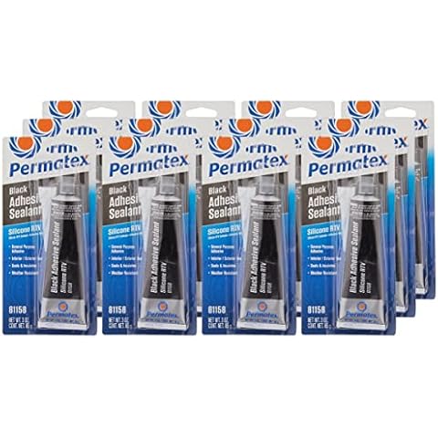 Permatex 81158-12PK Black Silicone Adhesive Sealant, 3 oz. Tube (Pack of 12) Cover